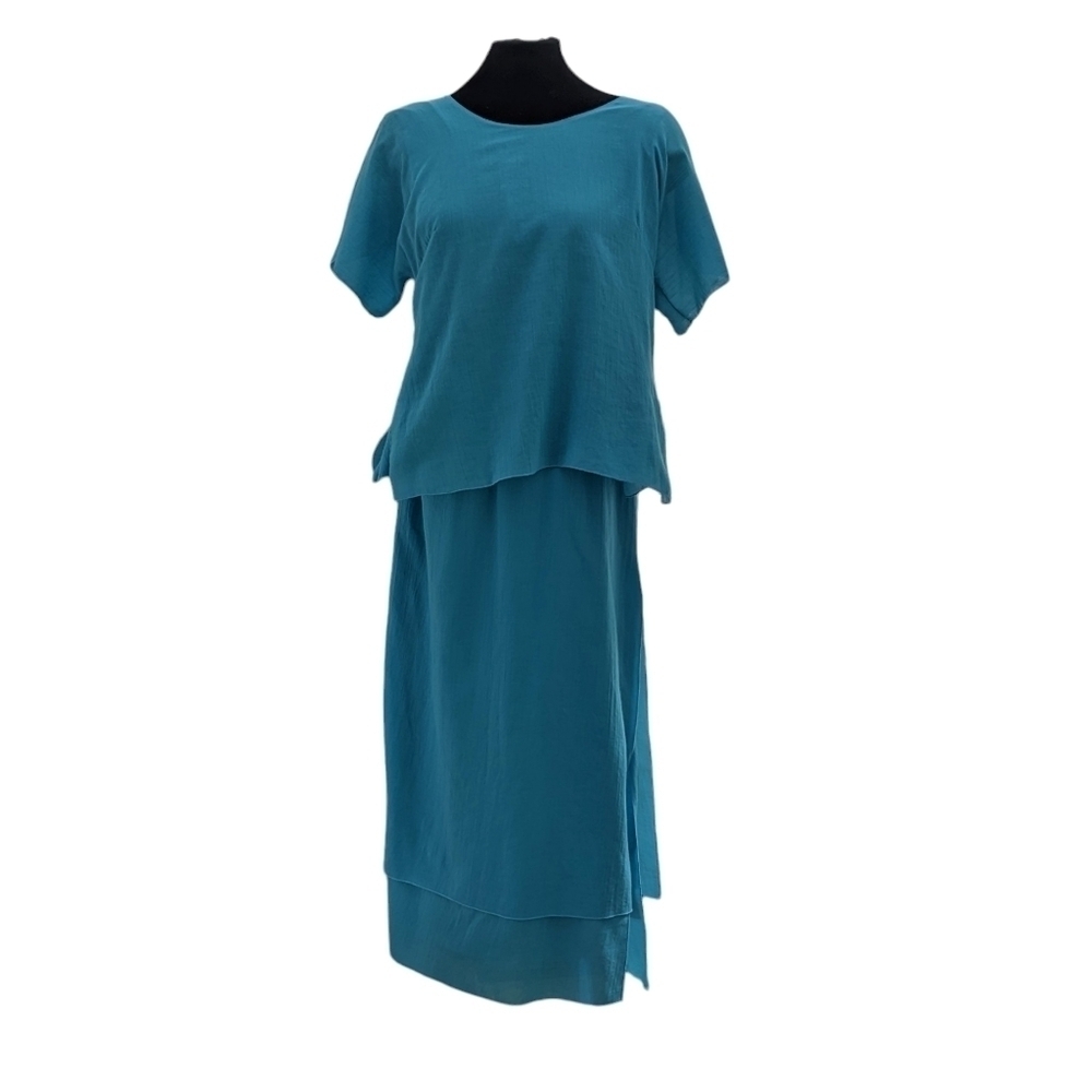 Vintage Linda Lundstrom for Tilley Endurables Maxi Skirt & Top Set Blue Sz Small